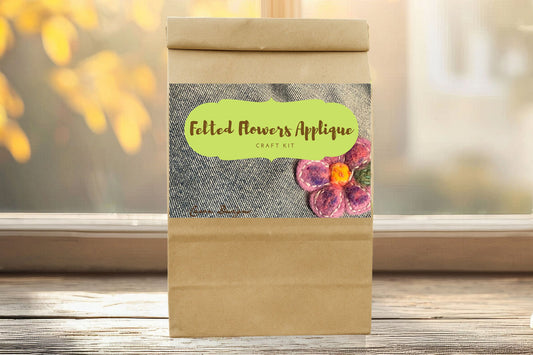 DIY Needle Felting Wool Flower Appliqués Craft Kit by Caron Designs