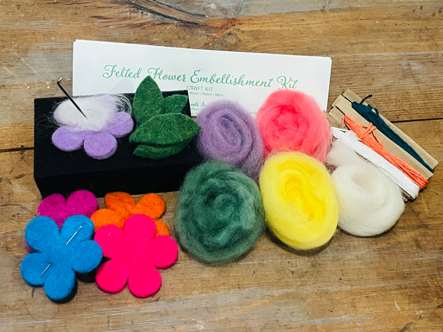 DIY Needle Felting Flower Appliqués Craft Kit