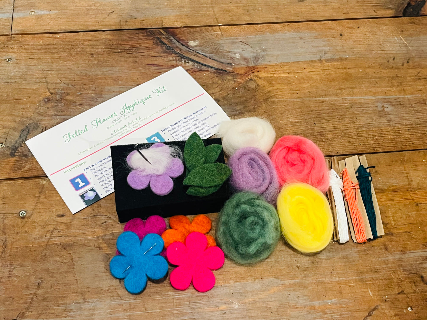 DIY Needle Felting Flower Appliqués Craft Kit