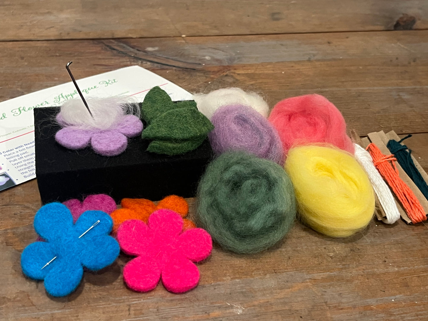 DIY Needle Felting Flower Appliqués Craft Kit