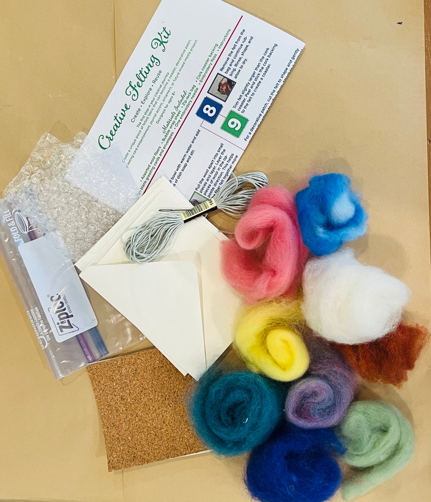 Creative Felting Kit | DIY Wet Felting Craft Kit | Make Coasters, Patches, Greeting Cards & More | Beginner Fiber Art Kit