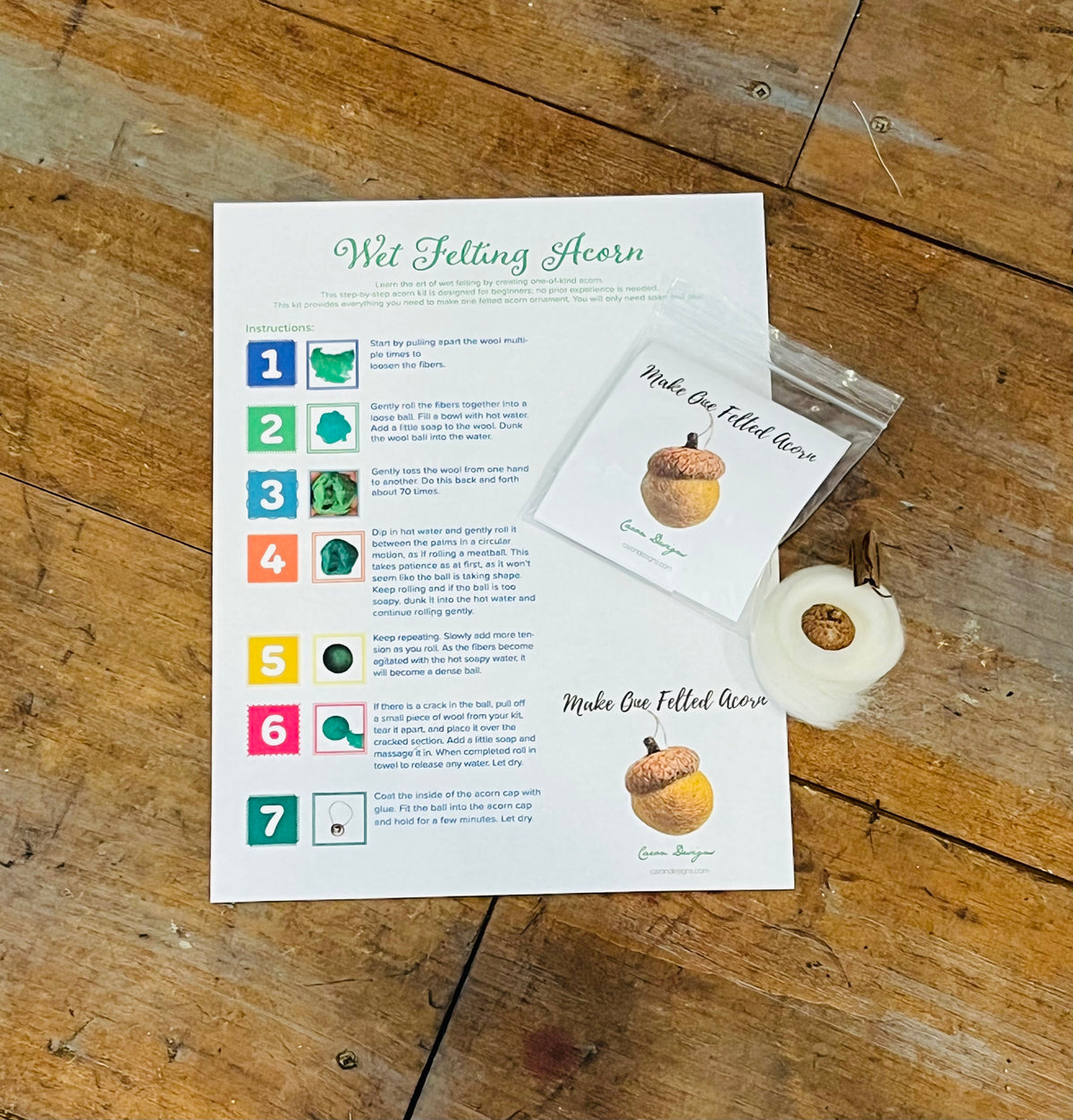 Make One Felted Acorn  | Beginner Wet Felting Craft Kit