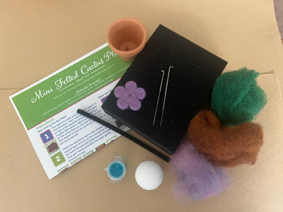Mini Felted Cactus Plant Craft Kit – DIY Wool Succulent with Flower in Pot