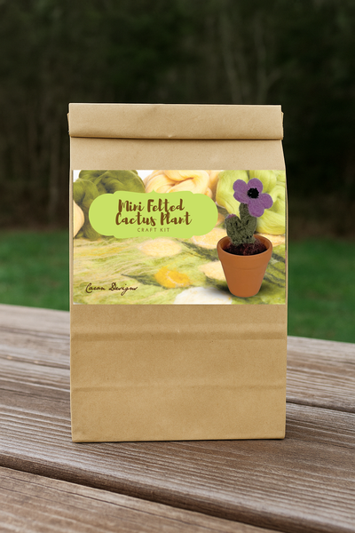 Mini Felted Cactus Plant Craft Kit – DIY Wool Succulent with Flower in Pot