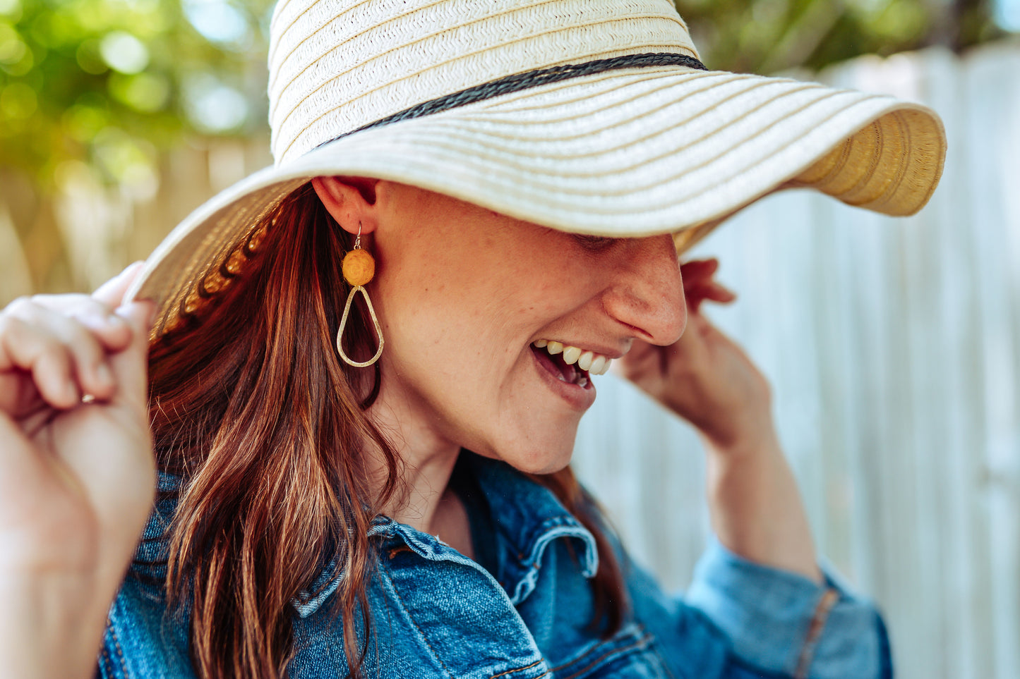 Silver Hoop with Wool Felted Ball Earrings