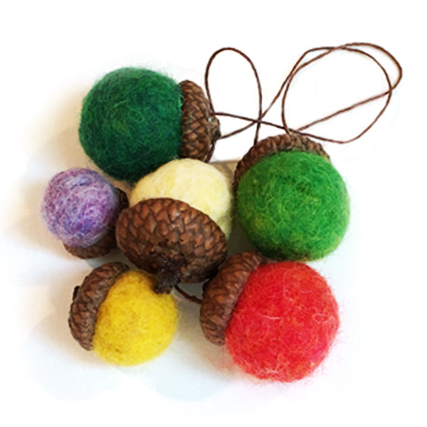 DIY Wet Felting Acorn Kit – Beginner Craft Kit with Assorted Color Wools