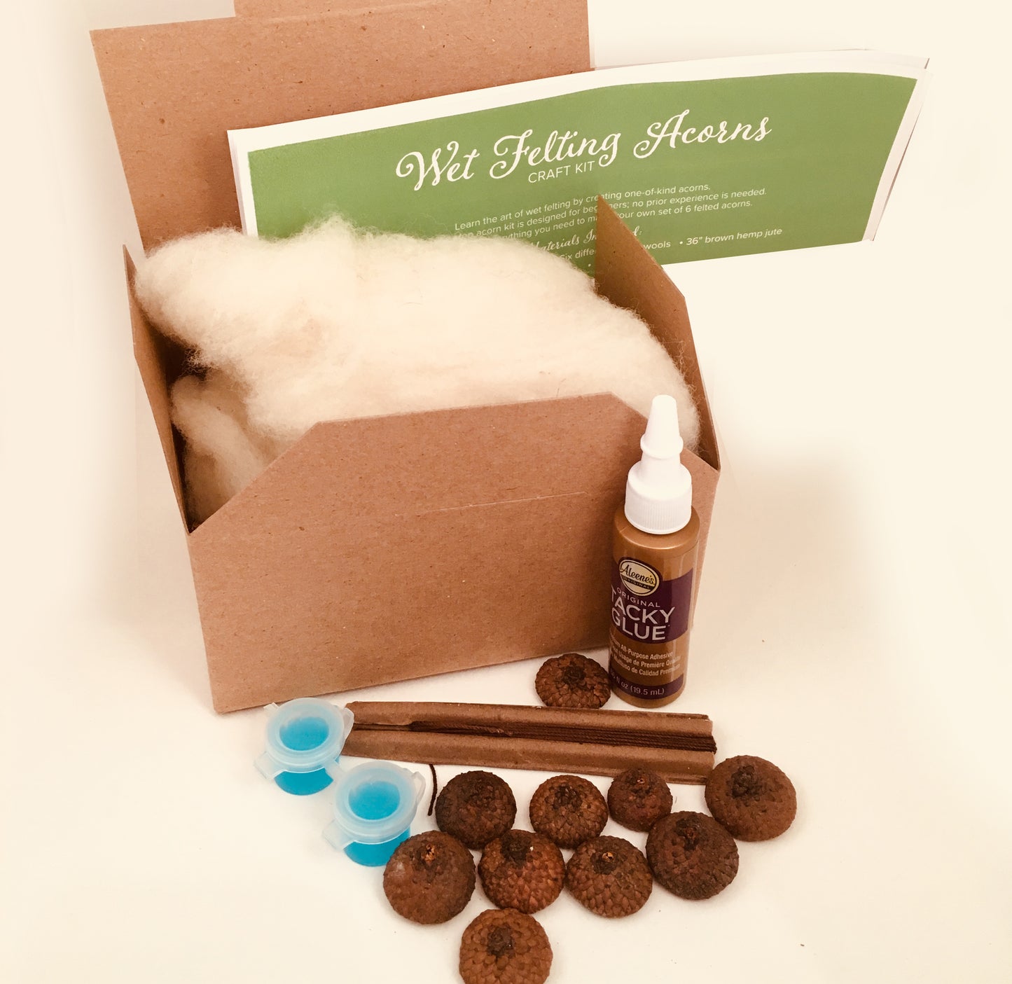 Wet Felting Acorns Craft Kit
