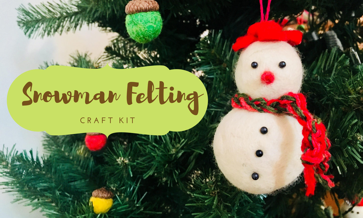 Needle Felting and Wet Felting Snowman Craft Kit – Create Your Own Winter Magic!